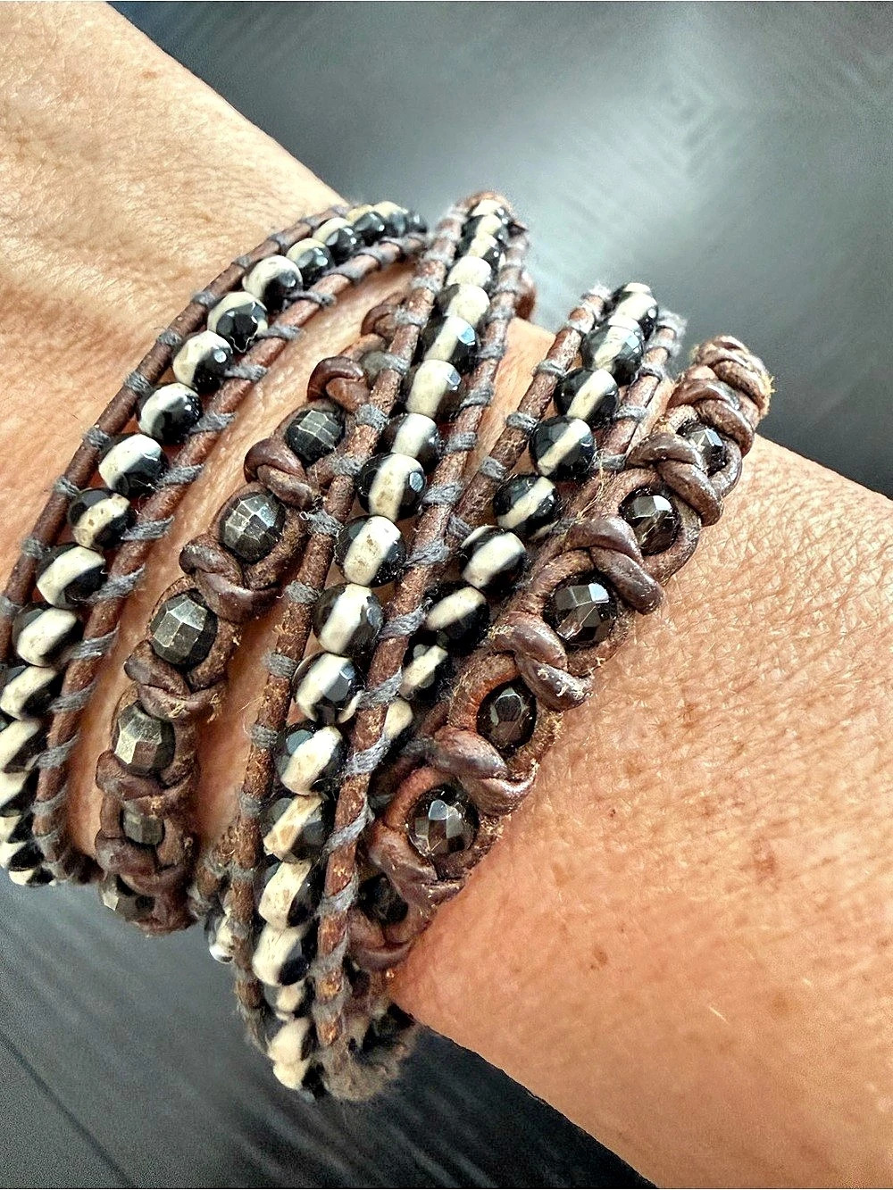 Chan Luu Leather Wrap Bracelet Brown & Black